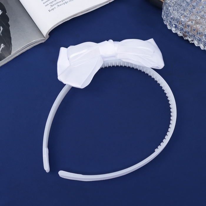 Ободок для волос  Ободок для волос "Школьница" бант классик стиль, 11х1 см, белый
