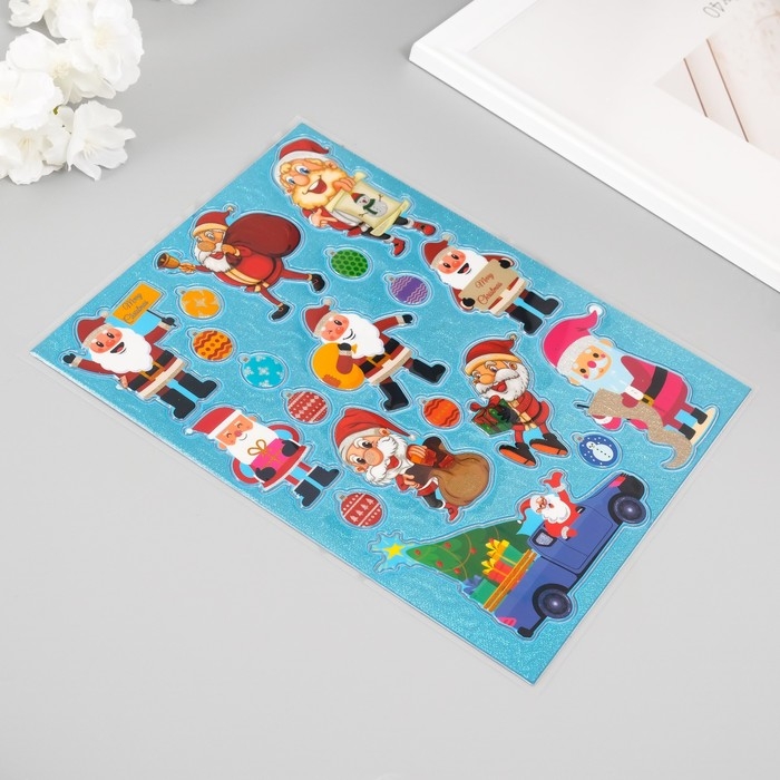 Наклейка пластик Наклейка пластик "Разные Деды Морозы" 24,5х19,5 см