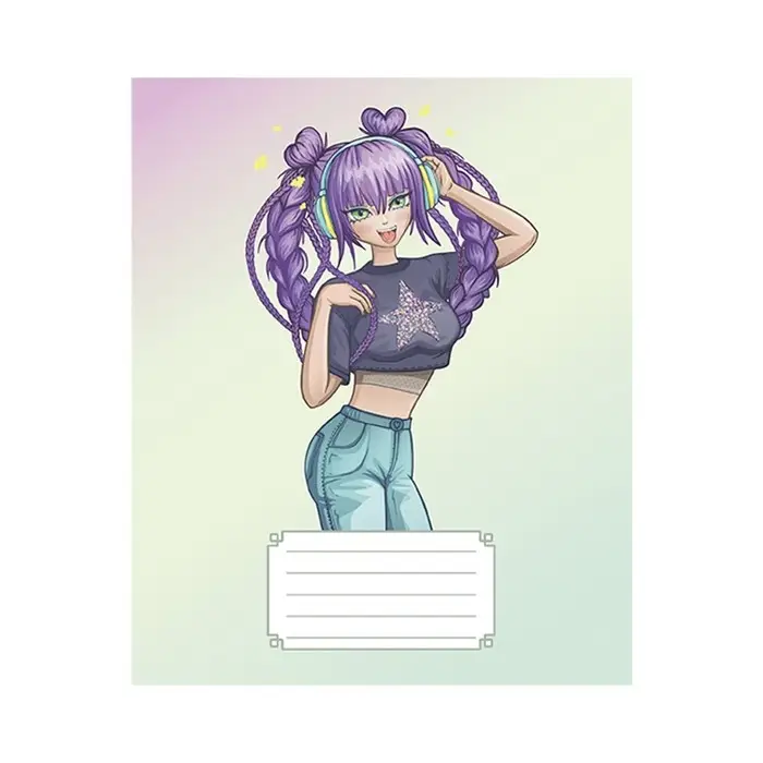 Тетрадь 18 листов в клетку Calligrata "Аниме 07", обложка мелованная бумага, ВД-лак, блок офсет, белизна 95%, МИКС