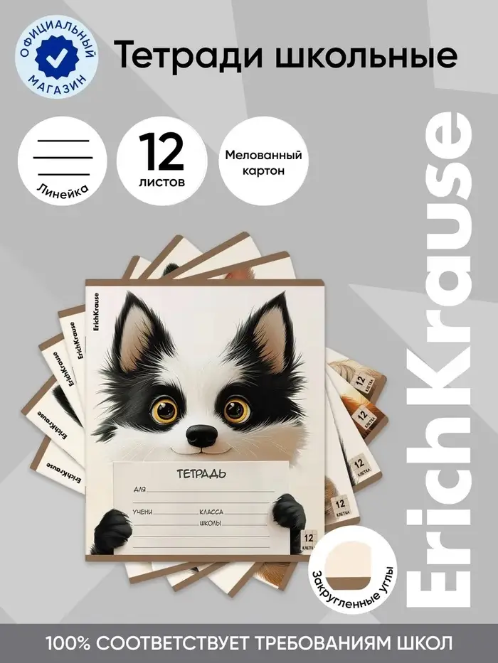Тетрадь 12 листов в линейку ErichKrause Note Friends, МИКС