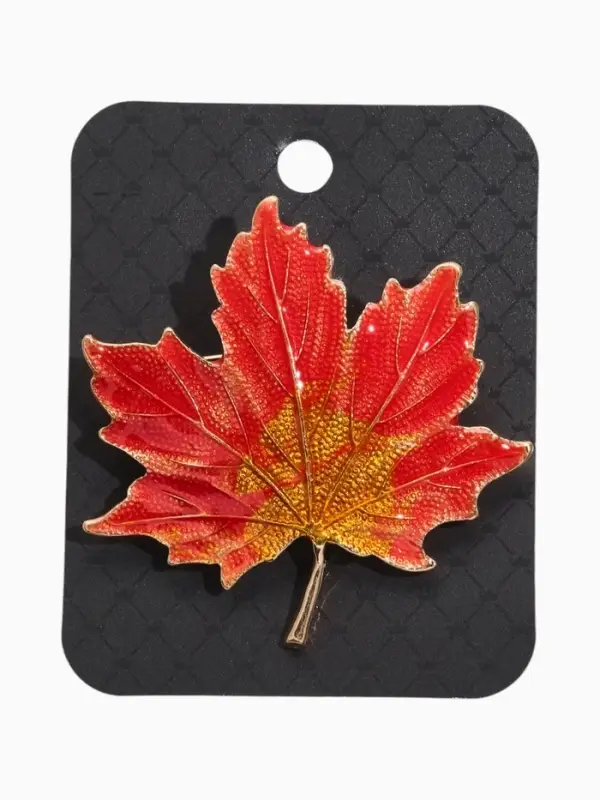 Брошь &laquo;Лист осенний&raquo;, оранжево-жёлтая в золоте