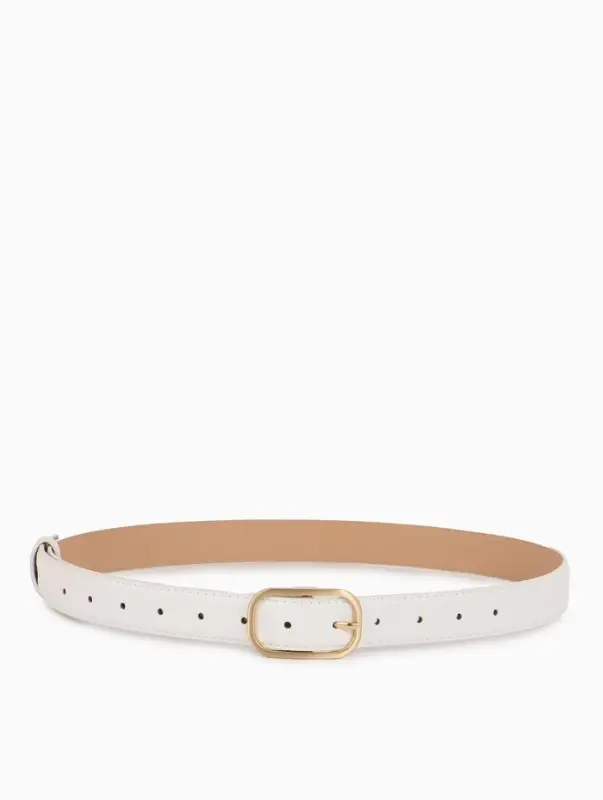 Ремень женский, 110&times;3 см, классическая пряжка металл, белый