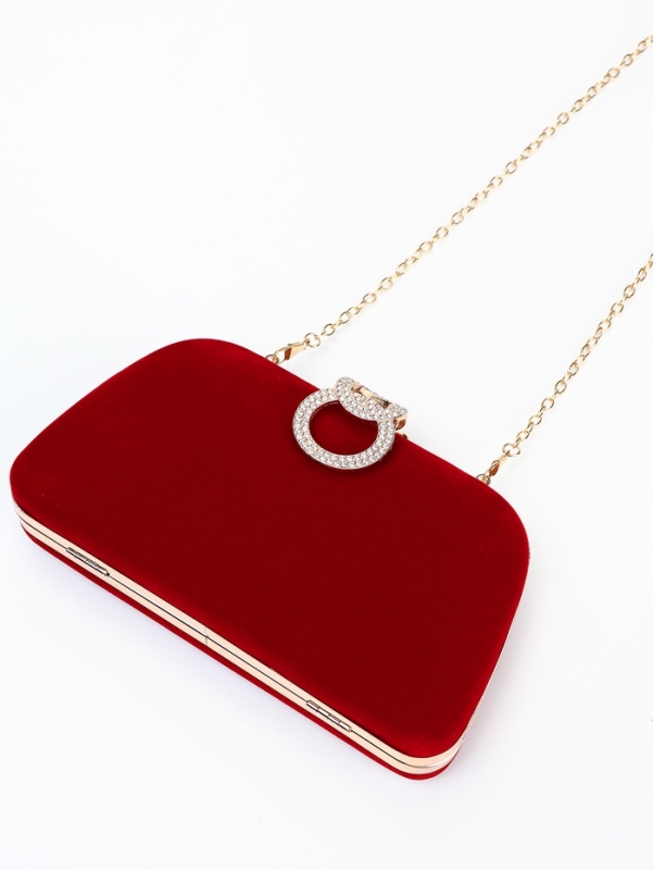 Сумка жен, 20*6*12, отд на фермуаре, цепь, текстиль, красный