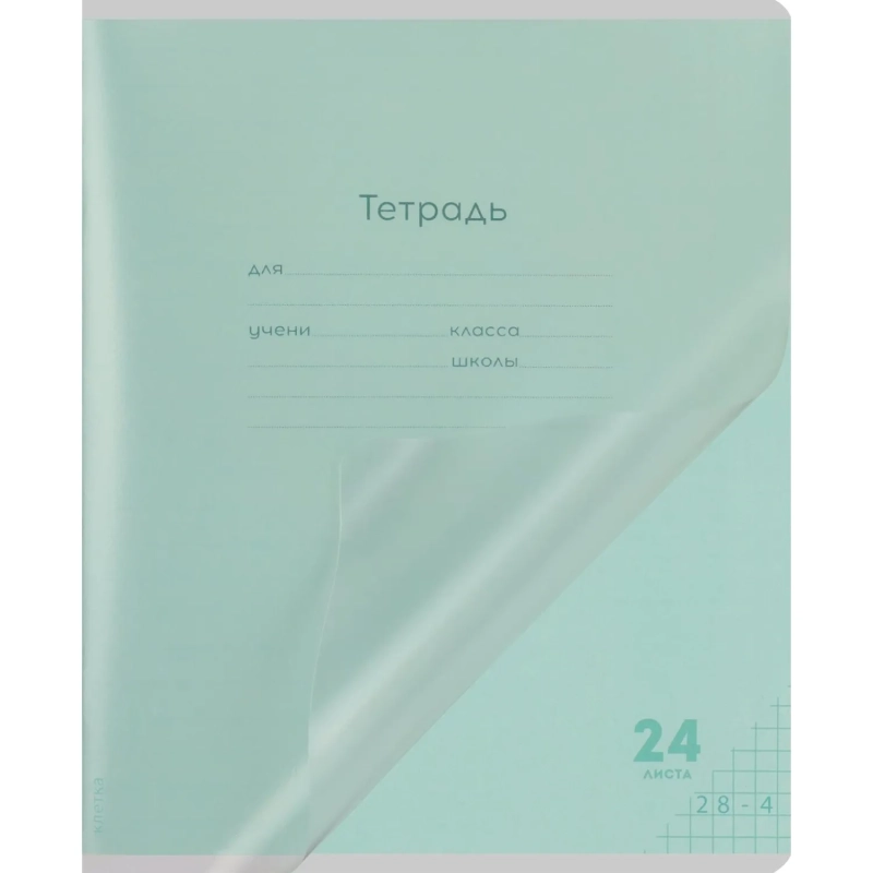Тетрадь КЛЕТКА 24л.проз.пласт.об.plastic cover КЛАССИКА NEW ЗЕЛЕНАЯ,24-1408