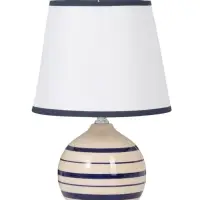 Лампа настольная E27 40Вт "Полоски. Ретро" беж с синим 20х20х32,5 см