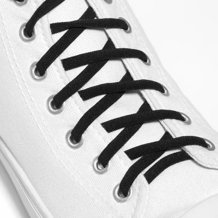 Шнурки для обуви, с круглым сечением, пара, с фиксатором, эластичные, d=5 мм, 100 см, чёрные