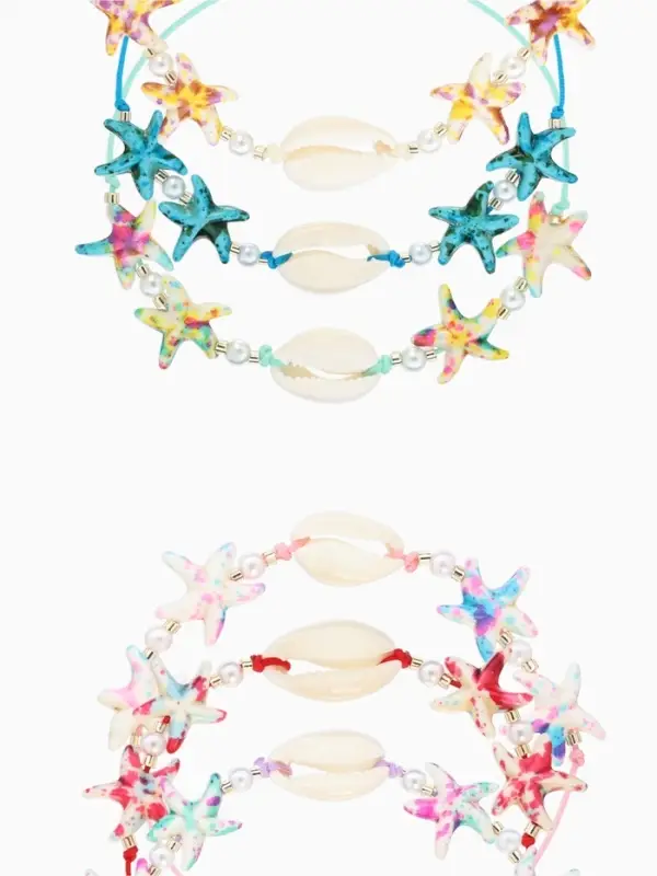Браслет на нити &laquo;Морской. Ракушка и звезда&raquo;, d=6 см, МИКС