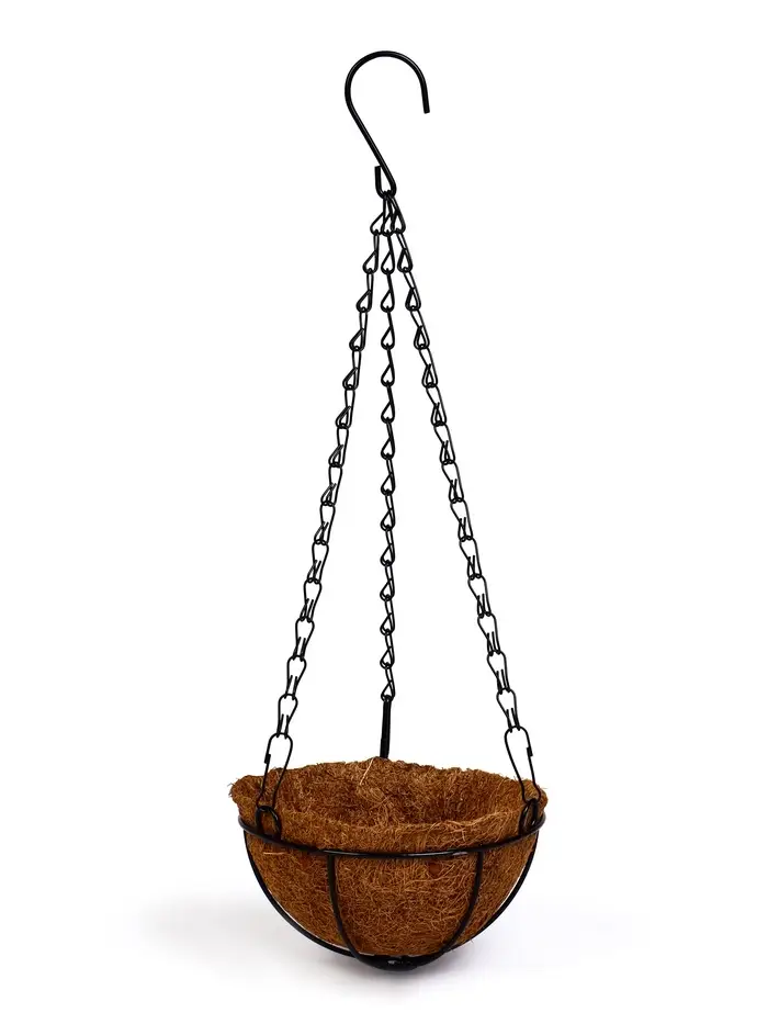 Кашпо подвесное d=15 см, с кокосовым вкладышем "Полусфера"