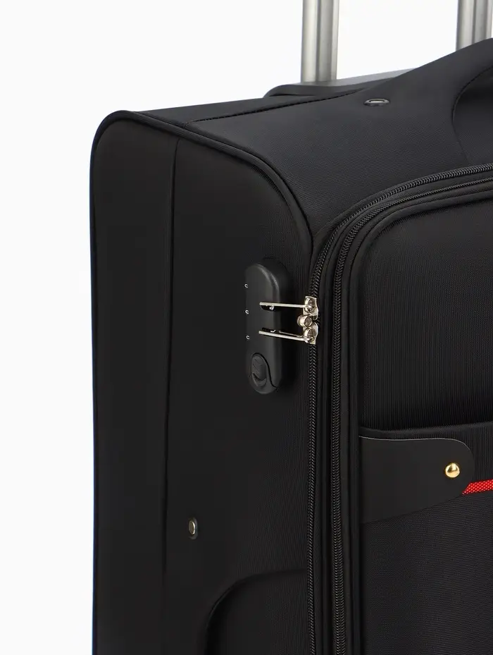 Чемодан на колёсах TEXTURA, кодовый замок, текстильный, с увеличением, 47&times;30&times;78 см, 28", чёрный