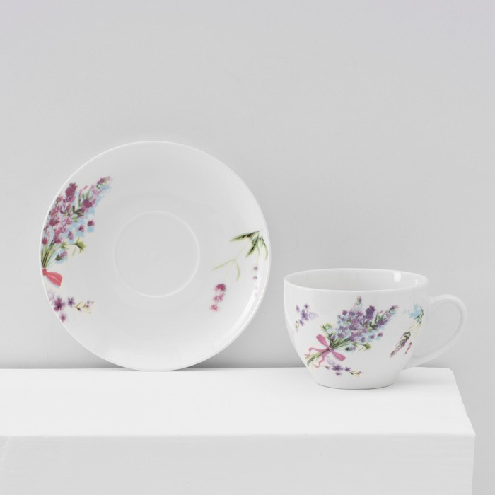 Сервиз фарфоровый чайный Доляна «Лаванда», 12 предметов: 6 чашек 250 мл, 6 блюдец d=15 см, цвет белый Сервиз фарфоровый чайный Доляна «Лаванда», 12 предметов: 6 чашек 250 мл, 6 блюдец d=15 см, цвет белый
