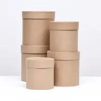 Набор круглых подарочных коробок 5 в 1 &laquo;Крафт однотонный&raquo;, 20&times;20 - 11&times;11 см