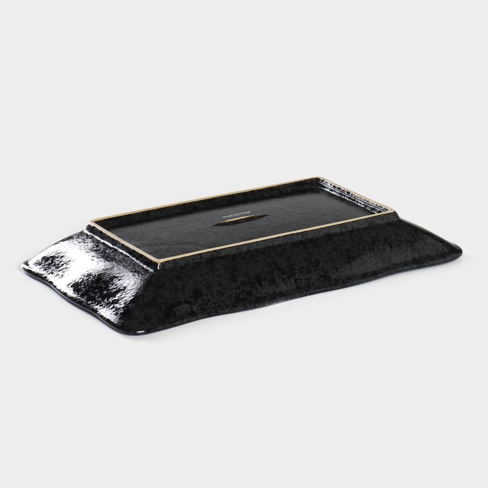 Блюдо сервировочное с соусником фарфоровое Magistro &laquo;Ночной дождь&raquo;, 31&times;18,5&times;4 см, цвет чёрный