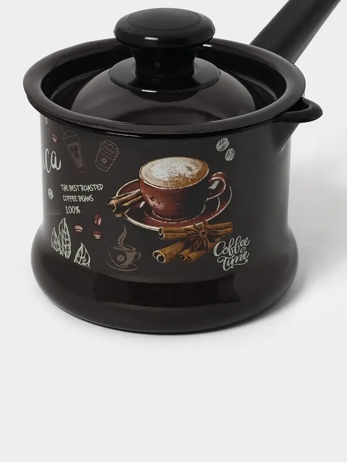 Ковш эмалированный &laquo;Арабика&raquo;, 1 л, тёмно-коричневый