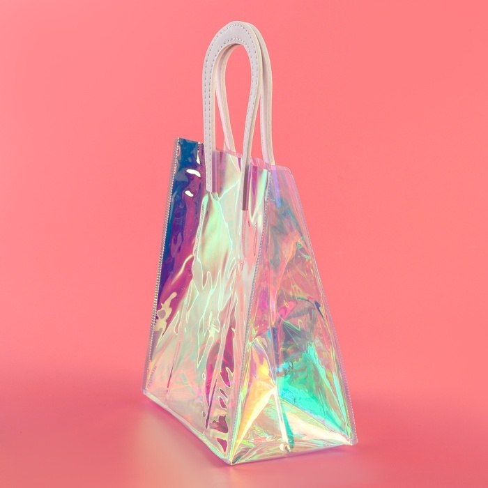 Пакет подарочный из ПВХ, белый, ирридисцентный, 20 х 18 х 10 см Пакет подарочный из ПВХ, белый, ирридисцентный, 20 х 18 х 10 см