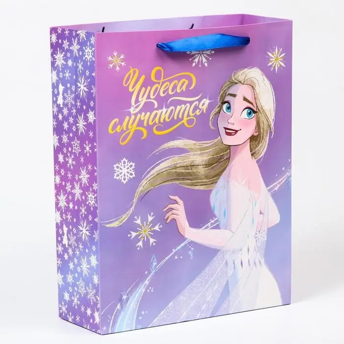 Пакет подарочный новогодний, 31х40х11.5 см, упаковка, Холодное сердце