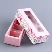 Коробка с обечайкой для 3 конфет, с окном «Презент», 13×5×3.3 см