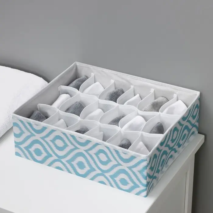 Органайзер для хранения белья Доляна &laquo;Лагуна&raquo;, 18 ячеек, 35&times;30&times;12 см, бирюзовый