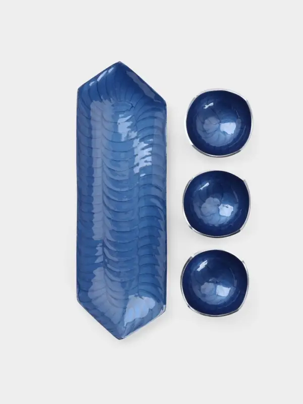 Менажница на подносе &laquo;Аква&raquo;, набор 3 шт., 9&times;9&times;5 см, алюминий