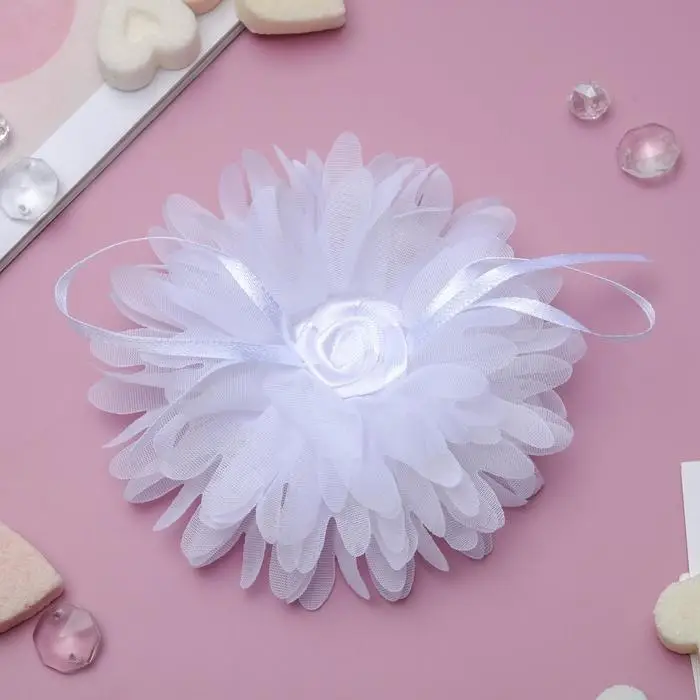 Резинка для волос бант "Школьница" шлейф,  d-10 см, белый