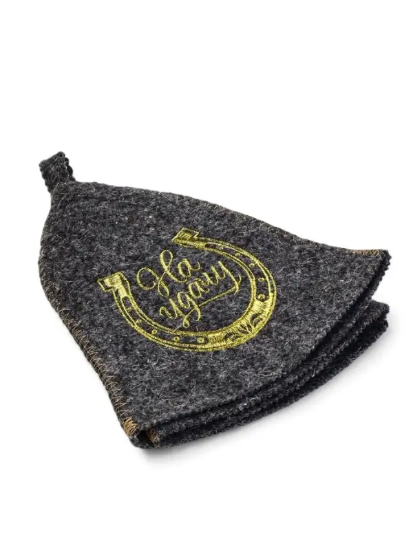 Набор для бани шапка+коврик Набор для бани шапка+коврик "На удачу", темный