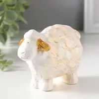 Сувенир полистоун "Барашек" белый с золотом 5,5х12х8 см