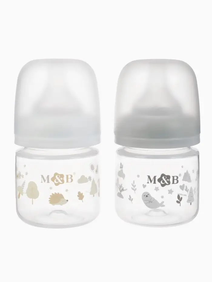 Бутылочка для кормления M&B, ШГ &Oslash;50 мм, +0мес., 120 мл., набор 2 шт. в кор.