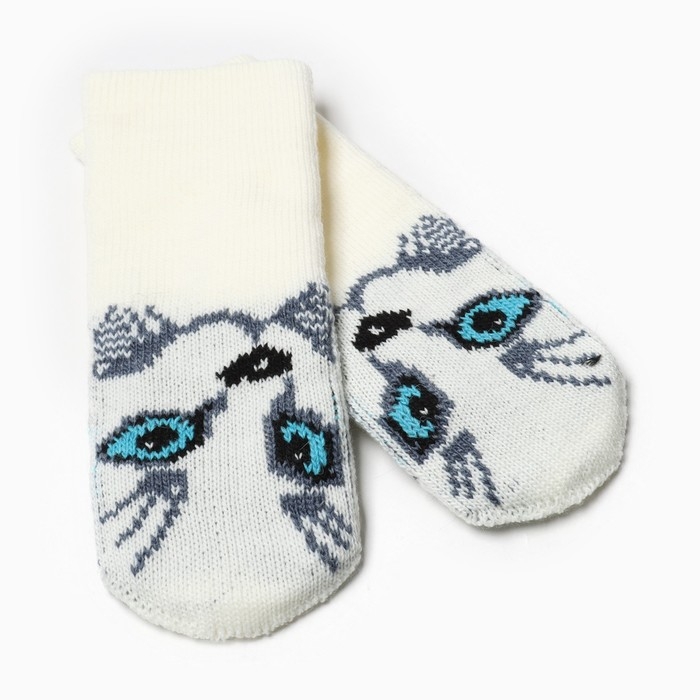 Варежки женские, цвет белый, размер 18 Варежки женские, цвет белый, размер 18