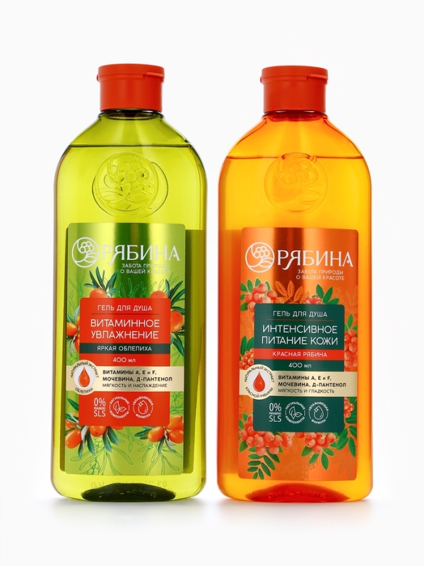 Гель для душа, витаминное увлажнение, аромат облепихи, 400 мл, Рябина Гель для душа, витаминное увлажнение, аромат облепихи, 400 мл, Рябина