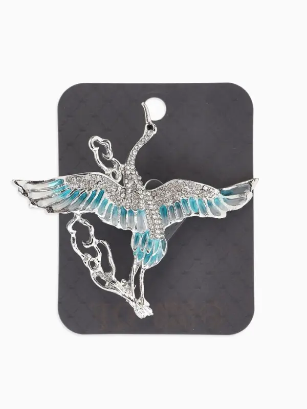 Брошь &laquo;Аист в облаках&raquo;, белая, голубая в серебре