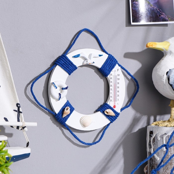 Интерьерный сувенир Интерьерный сувенир "Спасательный круг" с термометром 10*10см