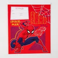 Тетрадь в клетку 12 листов, 5 видов МИКС, обложка мелованный картон, &laquo;Человек-паук&raquo;