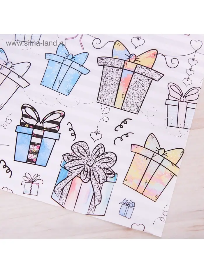 Бумага упаковочная глянцевая &laquo;Подарочки&raquo;, 70 х 100 см