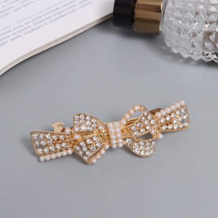 Заколка-автомат Заколка-автомат "Сильва блеск" бант, 8,5 см, золото