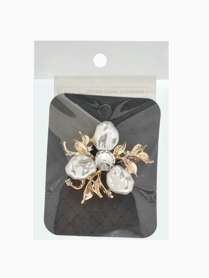 Брошь &laquo;Цветочек&raquo; роскошный, жемчуг, цвет белый в золоте
