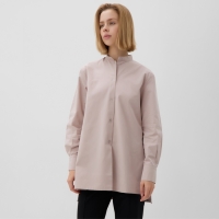 Рубашка женская удлиненная MINAKU: Casual Collection цвет серо-розовый, р-р 48