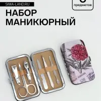 Набор маникюрный &laquo;Пейзаж&raquo;, 6 предметов, в футляре, МИКС