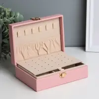 Шкатулка для украшений &laquo;Матовая гладь. Прямоугольная&raquo;, кожзам, розовая, 16&times;11.5&times;5.5 см