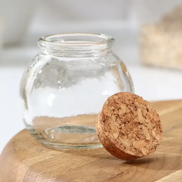 Баночка стеклянная для специй с пробковой крышкой Доляна «Парфе», 120 мл, 7×7 см Баночка стеклянная для специй с пробковой крышкой Доляна «Парфе», 120 мл, 7×7 см