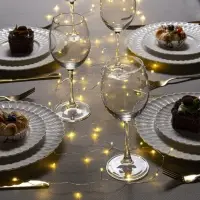 Гирлянда &laquo;Мишура&raquo; 5 м, роса, IP20, серебристая нить, 100 LED, свечение тёплое белое, USB