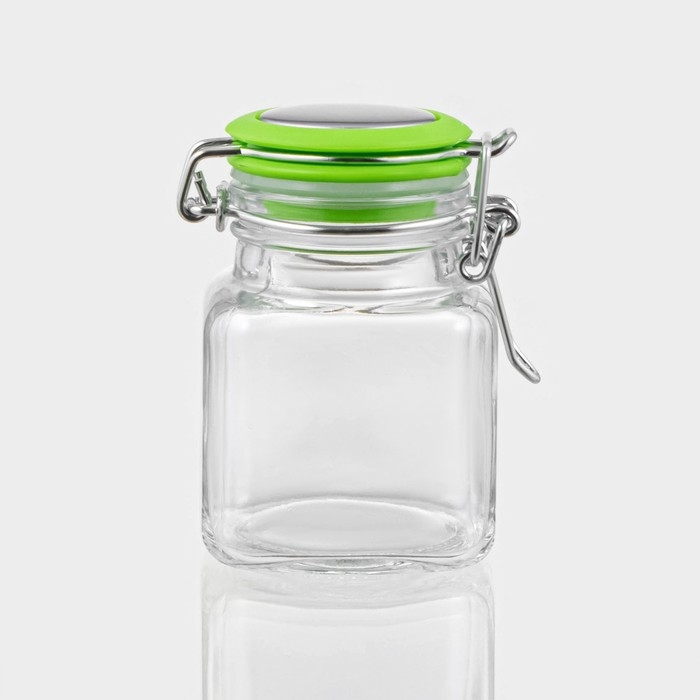 Банка стеклянная для хранения сыпучих продуктов &laquo;Прима&raquo;, 100 мл, 7,5&times;5&times;8 см, с бугельным замком, цвет МИКС