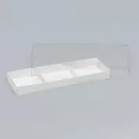 Коробка для муссовых пирожных 3 штуки, 26x8,5x6 Белый