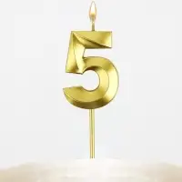 Свеча цифра для торта «5», золото, 2,3 х 8 см