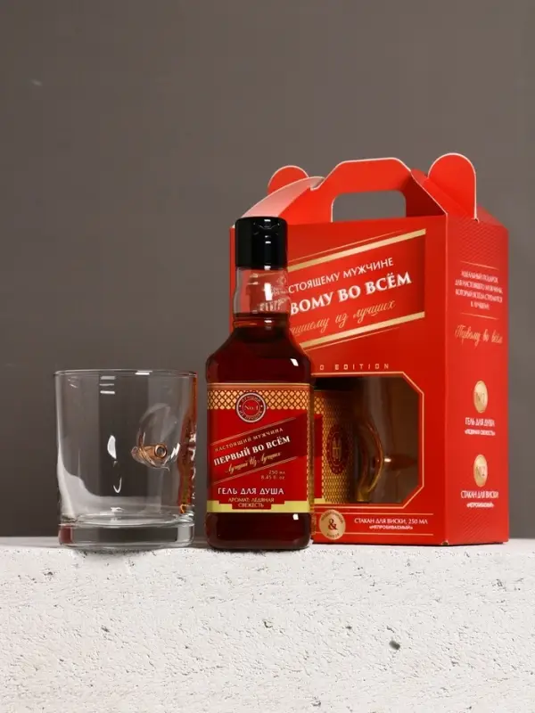 Набор Набор "Первому во всём", гель для душа виски и стакан с пулей