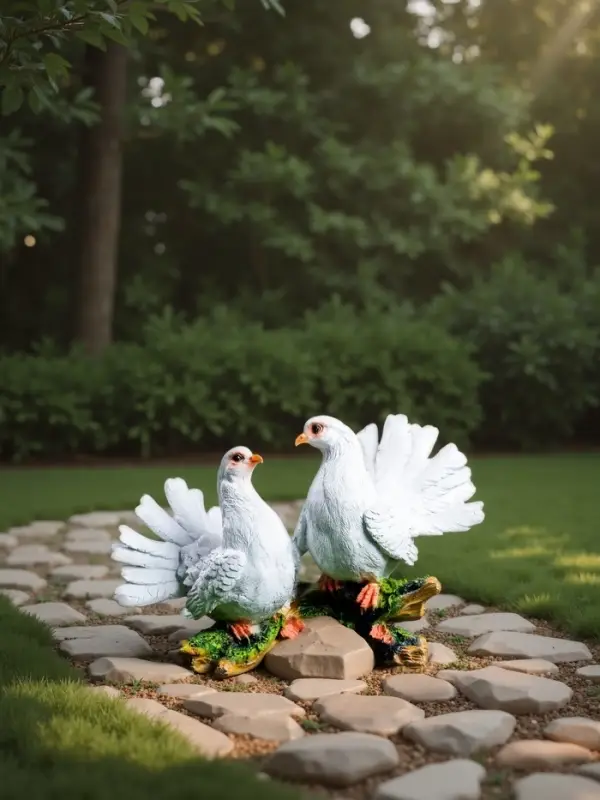 Садовая фигура из полистоуна &laquo;Голуби на коряге&raquo;, 37&times;18&times;37 см