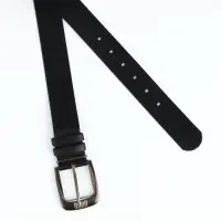 Ремень мужской, ширина 3.5 см, винт, один прокол, пряжка металл, чёрный