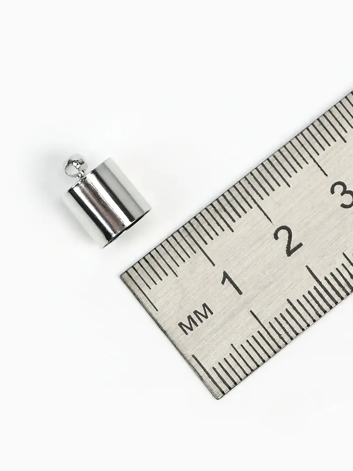 Концевик-шапочка, СМ-165, (набор 5 шт.), 1.2&times;0.8 см, d(вн.)=0.7 см, цвет серебро