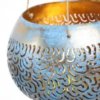 Подсвечник подвесной из кокоса, 14&times;14&times;10 см, сине-золотой