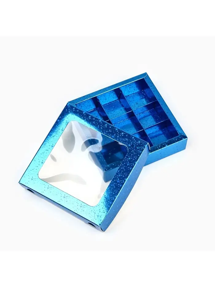 Коробка для конфет &laquo;Синие звёздочки&raquo;, 14.5&times;14.5&times;3.5 см