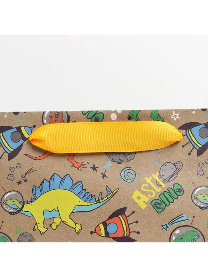 Пакет подарочный крафтовый, упаковка, &laquo;Динозавр: Dino&raquo;, ML 23&times;27&times;11.5 см