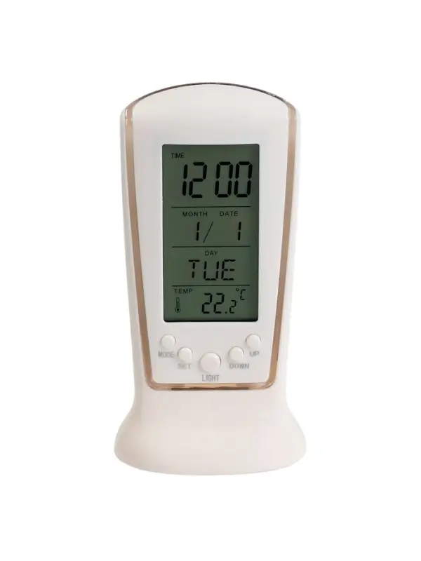 Часы-будильник электронные LB-02 &laquo;Обелиск&raquo;, дата, температура, подсветка, белый